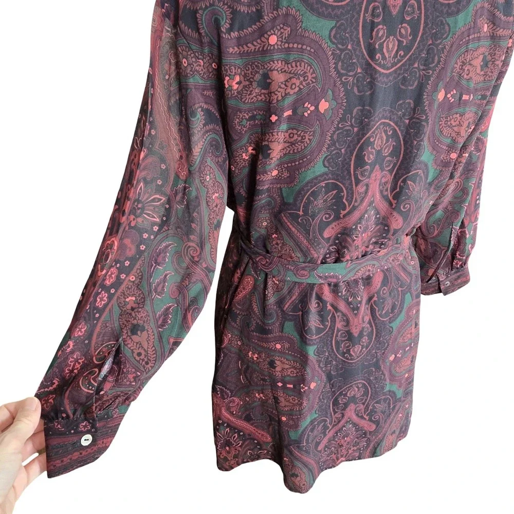 eShakti Wayward Fancies Paisley Shirt Dress Tie Waist Boho No Size Tag‎